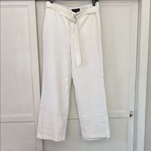 Banana Republic Wide-Leg Linen-Blend Pants in Cream